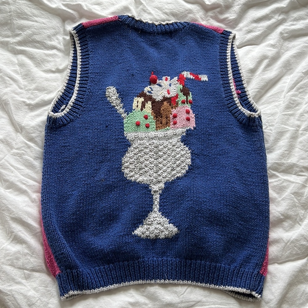 Vintage Hand Knit Ice Cream Sweater Vest - Picture 6 of 9